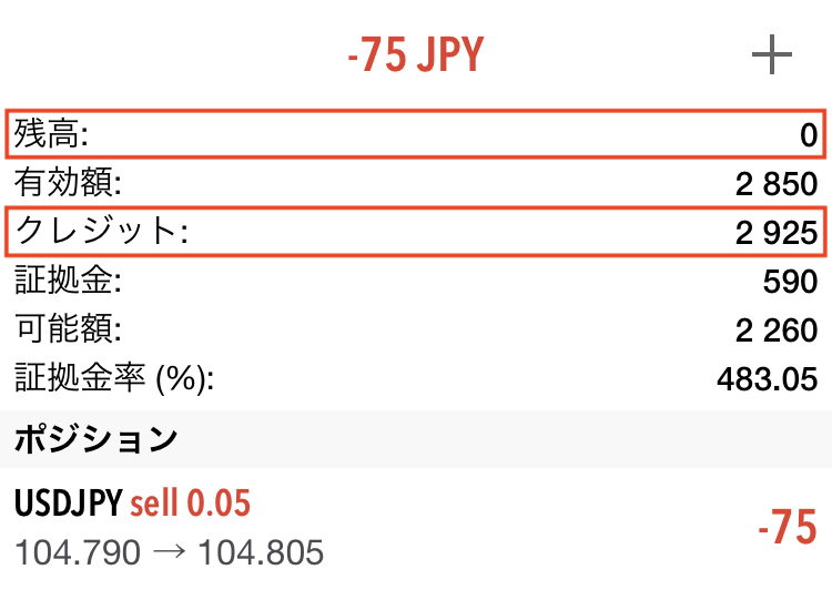 残高が0であってもボーナスを使ってポジションを取ることができる