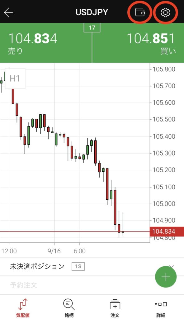 XMTradingオリジナルのモバイルアプリのチャート表示と注文画面