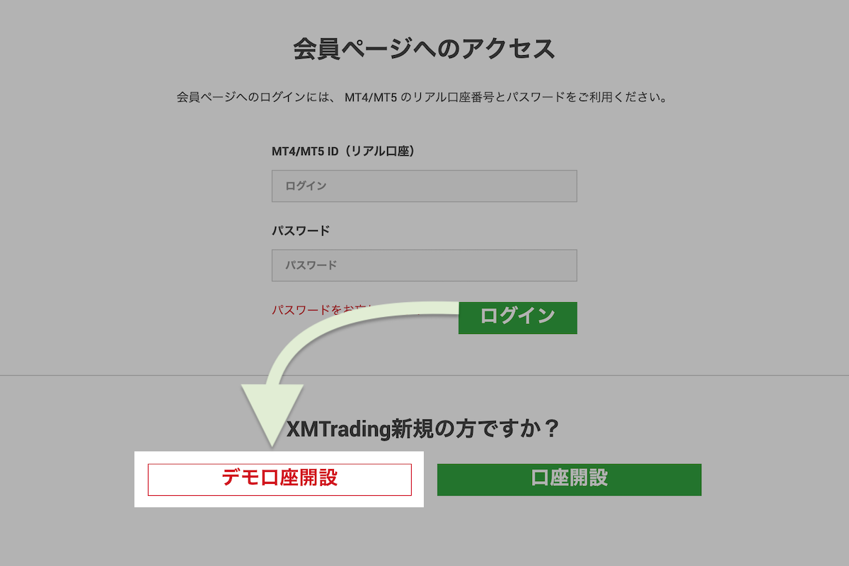 マイページの追加口座ではなくてデモ口座開設から
